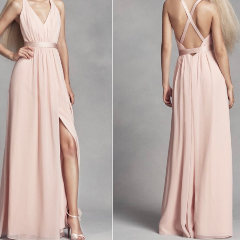 NEW Vera Wang V Neck Halter Gown in Blush